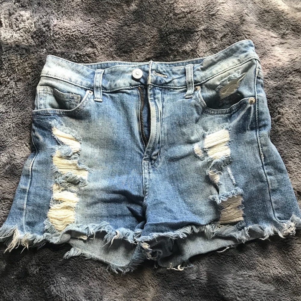 Ripped high wasted jean shorts
